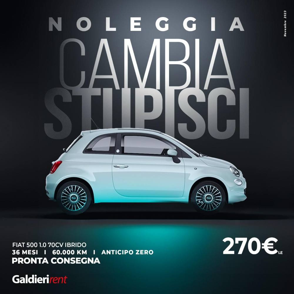 Fiat 500 Noleggio Bologna 15/11/2023