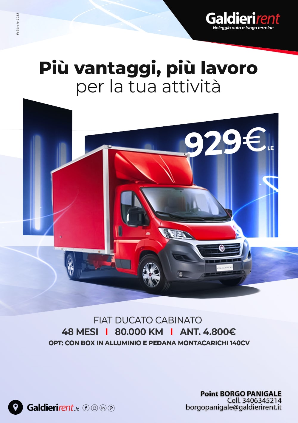 Fiat Ducato Cabinato Noleggio Bologna 02/2023