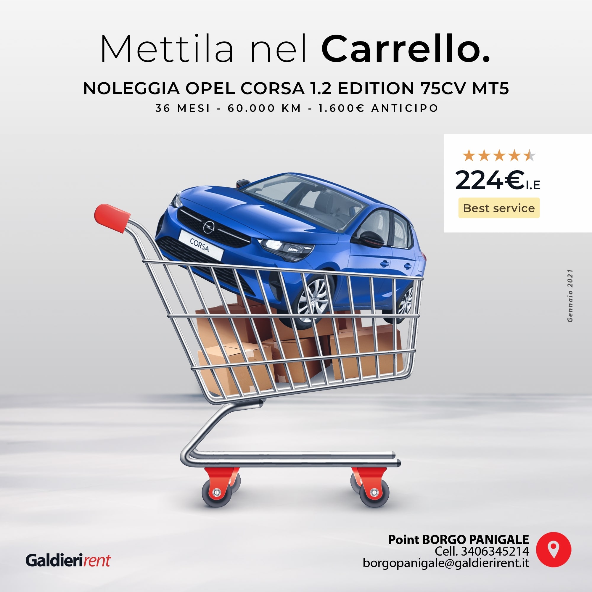 Opel Corsa Noleggio Bologna 224,00€ 01/2021