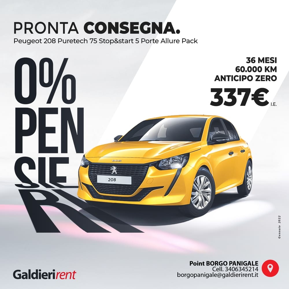 Peugeot 208 Noleggio Bologna 01/2022