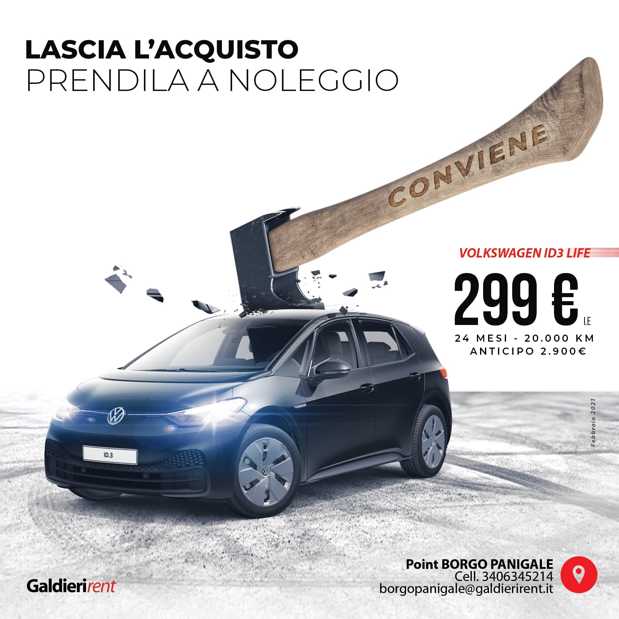 Volksvagen ID3 Noleggio Bologna 03/2021