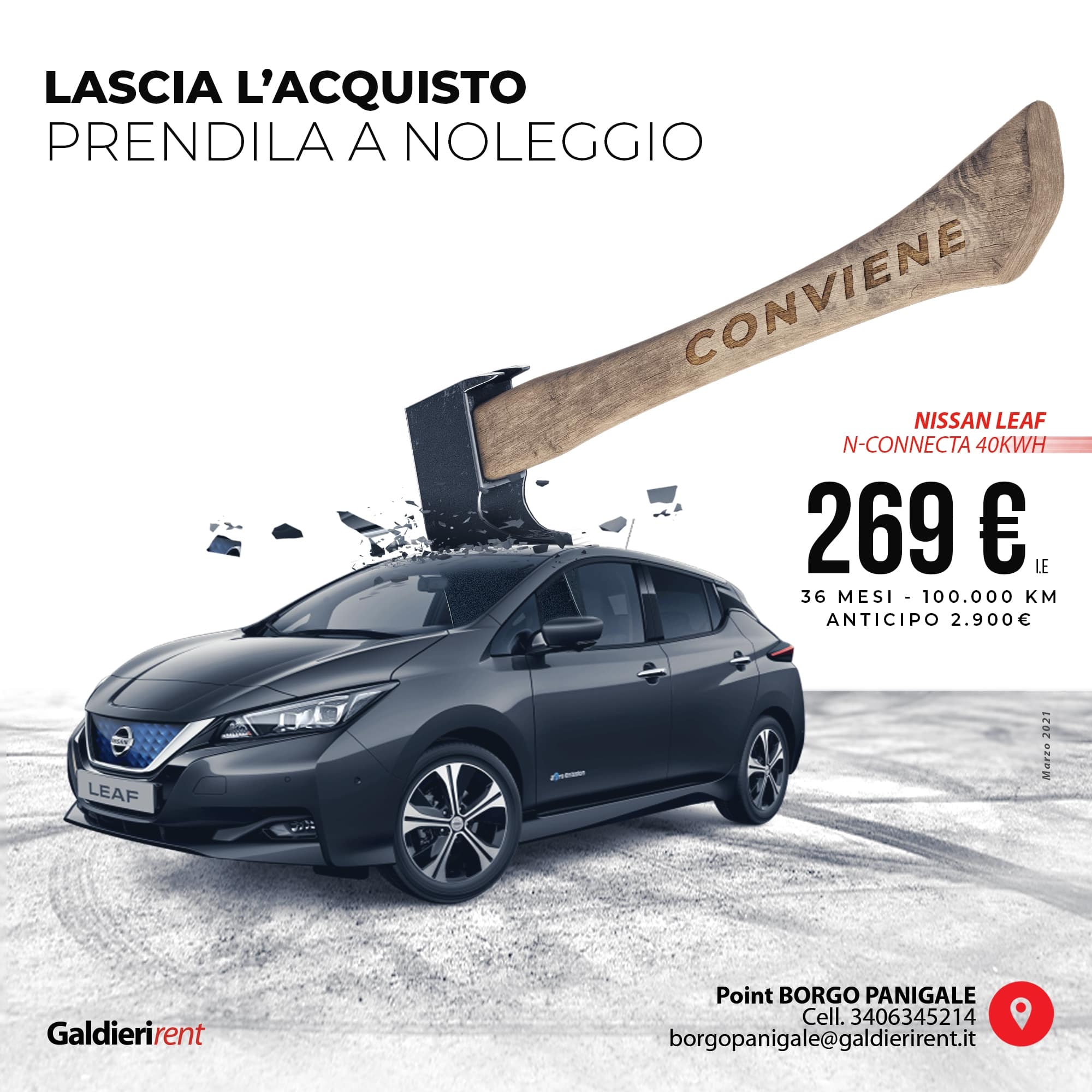 Nissan Leaf Noleggio Bologna 03/2021